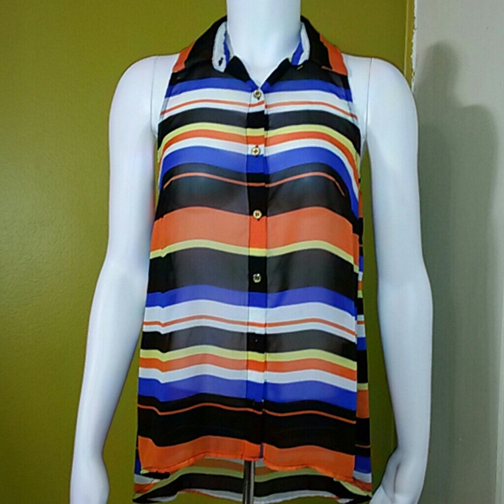 Toska Sheer Color Stripe Blouse / size (S)